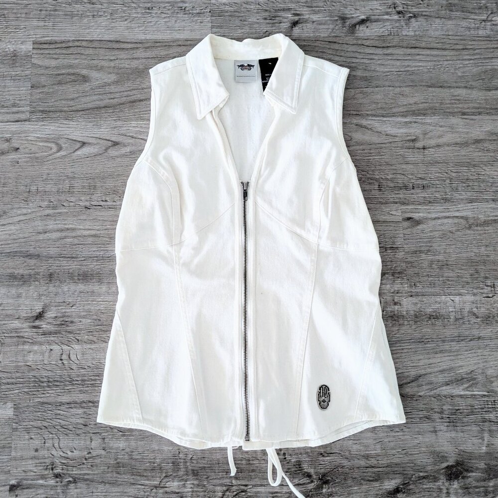 Harley Davidson Women's Denim Vest - Zip Front - Women's Large - L